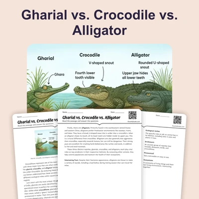 Gharial vs. Crocodile vs. Alligator - reading educational content