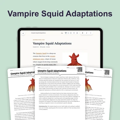 Vampire Squid Adaptations - reading educational content
