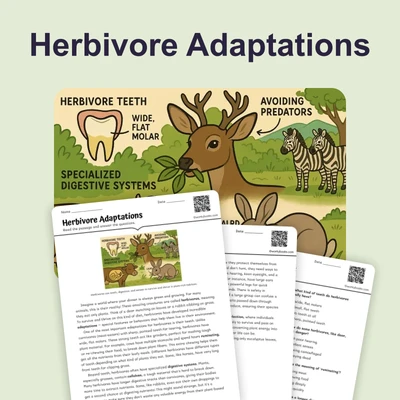 Herbivore Adaptations - reading educational content