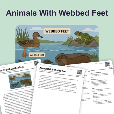 Animals With Webbed Feet - reading educational content
