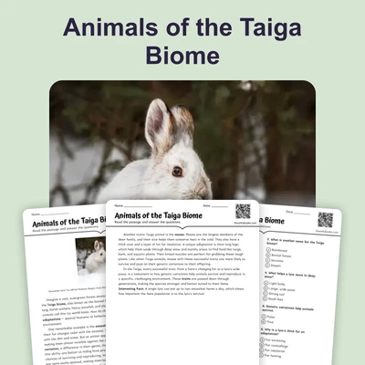 Animals of the Taiga Biome - reading educational content