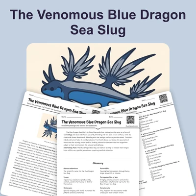 The Venomous Blue Dragon Sea Slug - reading educational content