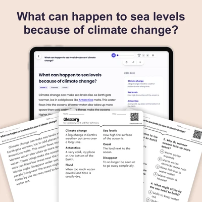 What can happen to sea levels because of climate change? - reading educational content