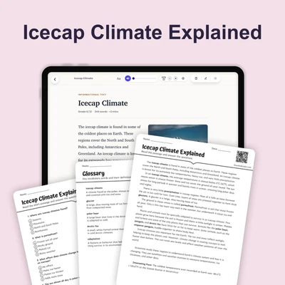 Icecap Climate - reading educational content