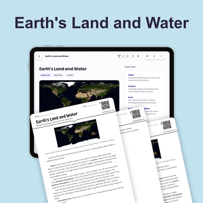 Earth's Land and Water - reading educational content