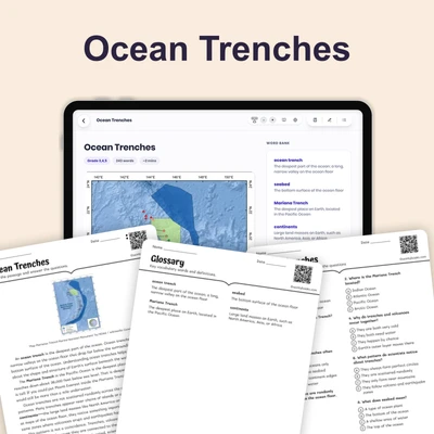 Ocean Trenches - reading educational content