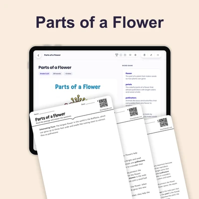Parts of a Flower - reading educational content