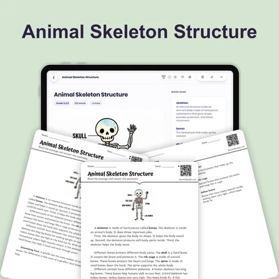 Animal Skeleton Structure - reading educational content