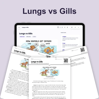 Lungs vs Gills - reading educational content