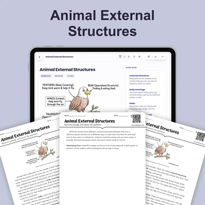Animal External Structures - reading educational content