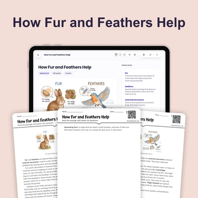 How Fur and Feathers Help - reading educational content