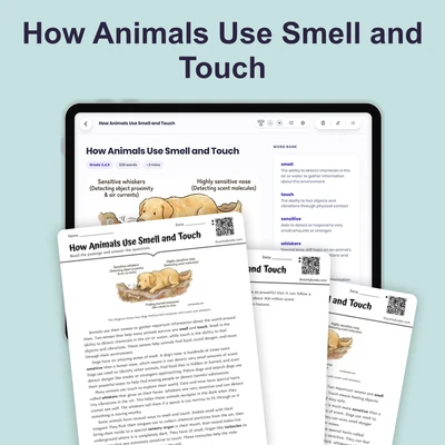 How Animals Use Smell and Touch - reading educational content