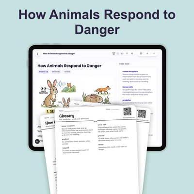 How Animals Respond to Danger - reading educational content