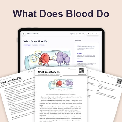 What Does Blood Do - reading educational content