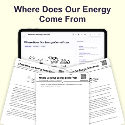 Where Does Our Energy Come From - reading educational content