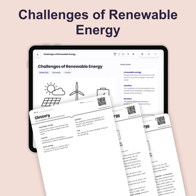 Challenges of Renewable Energy - reading educational content