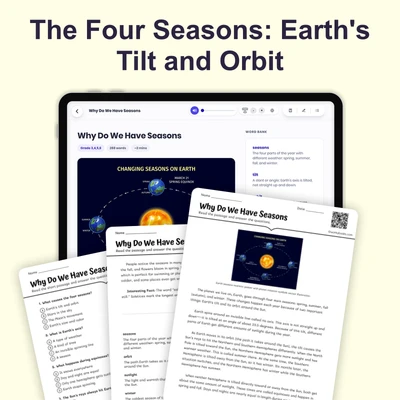 The Four Seasons: Earth's Tilt and Orbit - reading educational content