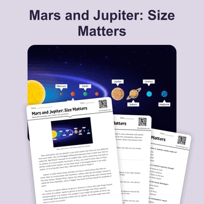 Mars and Jupiter: Big and Small Planet - reading educational content