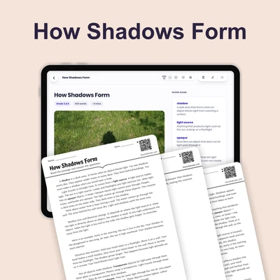 How Shadows Form - reading educational content