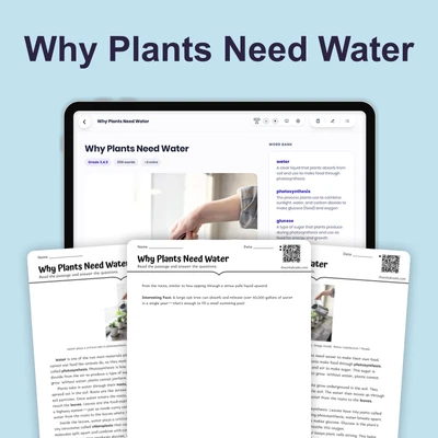 Why Plants Need Water - reading educational content