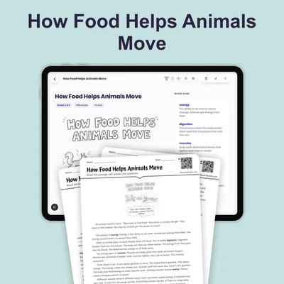 How Food Helps Animals Move - reading educational content