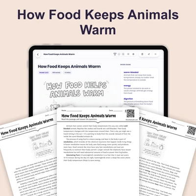 How Food Keeps Animals Warm - reading educational content