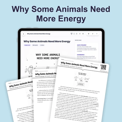 Why Some Animals Need More Energy - reading educational content
