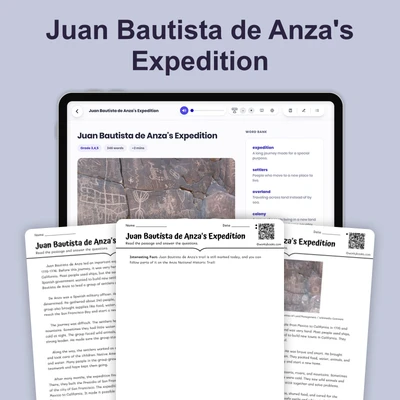 Juan Bautista de Anza's Expedition - reading educational content