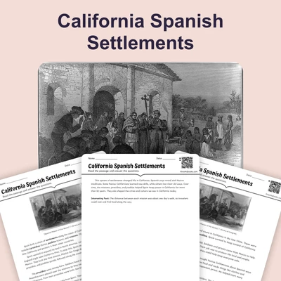California Spanish Settlements - reading educational content