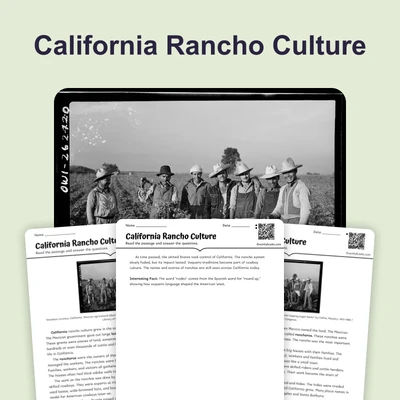 California Rancho Culture - reading educational content