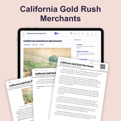 California Gold Rush Merchants - reading educational content