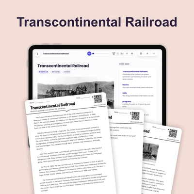 Transcontinental Railroad - reading educational content
