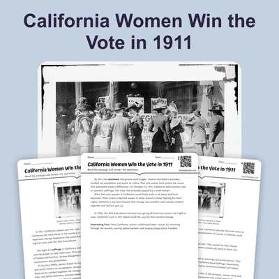 California Women Win the Vote in 1911 - reading educational content