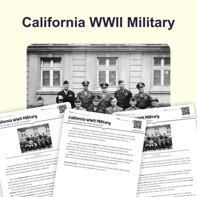 California WWII Military - reading educational content