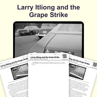Larry Itliong and the Grape Strike - reading educational content