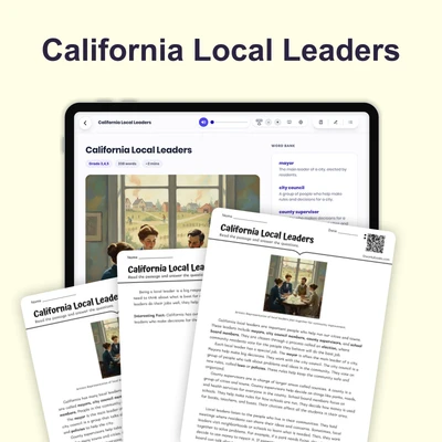 Local Leaders and How They Help Us - reading educational content