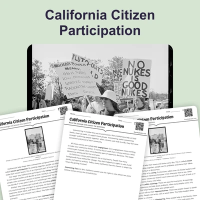 Civic Participation in California - reading educational content