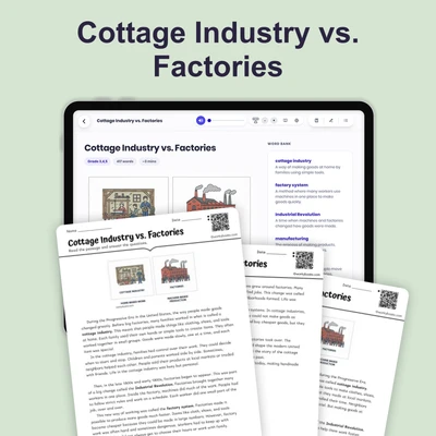 Cottage Industry vs. Factories - reading educational content
