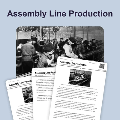 Assembly Line Production - reading educational content