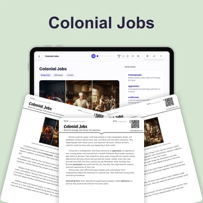 Colonial Jobs: Blacksmiths, Bakers, and Craftsmen - reading educational content