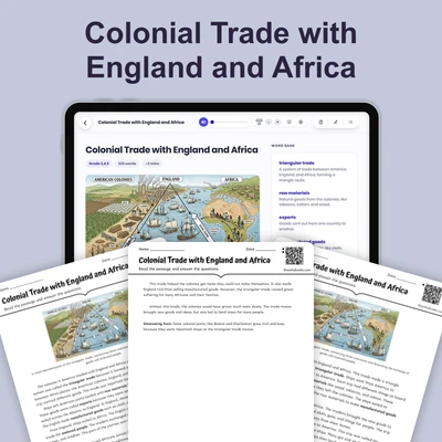 Colonial Trade with England and Africa - reading educational content