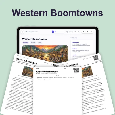 Boomtowns Spring Up Out West - reading educational content
