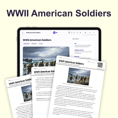 American Soldiers Fight Overseas - reading educational content