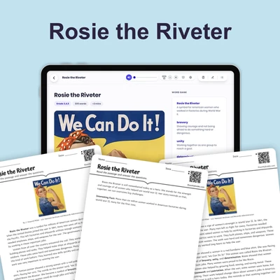 Women Work in Factories: Rosie the Riveter - reading educational content