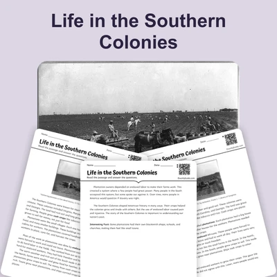 Life in the Southern Colonies - reading educational content