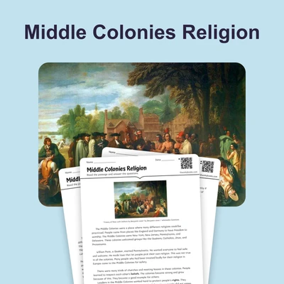 Religious Freedom in the Middle Colonies - reading educational content