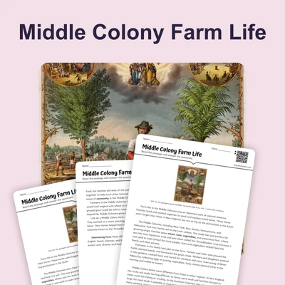 A Day on a Middle Colony Farm - reading educational content