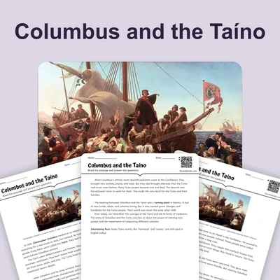 First Contact: Columbus and the Taíno People - reading educational content