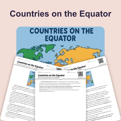 Countries on the Equator - reading educational content