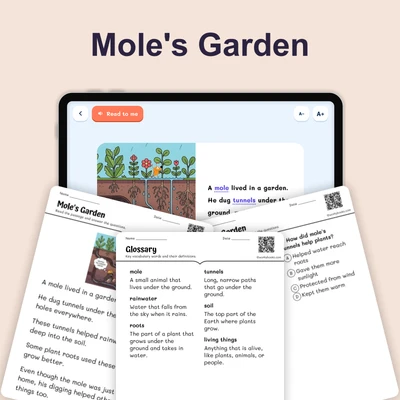 Mole's Digging - reading educational content